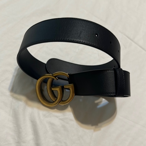 Gucci Belt Wide Leather Black Size 65 - Picture 4 of 11